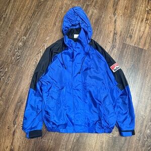 Vintage 1990s Marlboro Unlimited Jacket Mens XL Windbreaker Rain Coat Hooded